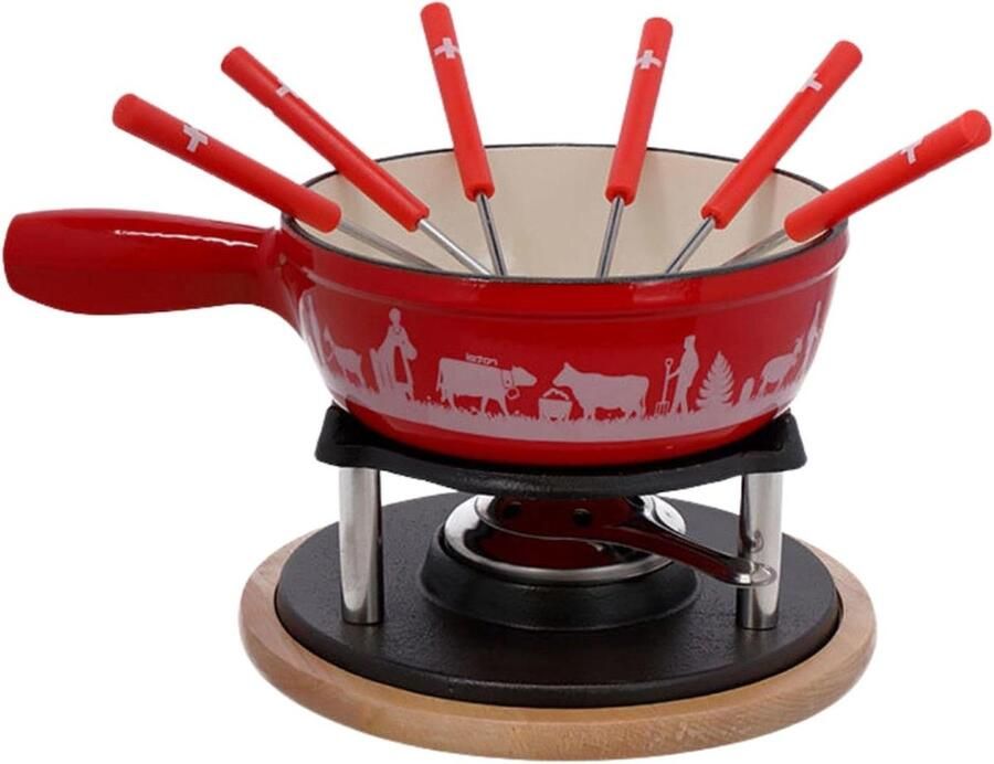 Kaasfondue Set Zwitserse Fondue Gezellig Tafelen Inclusief 6 Vorken 2 Liter Zwart