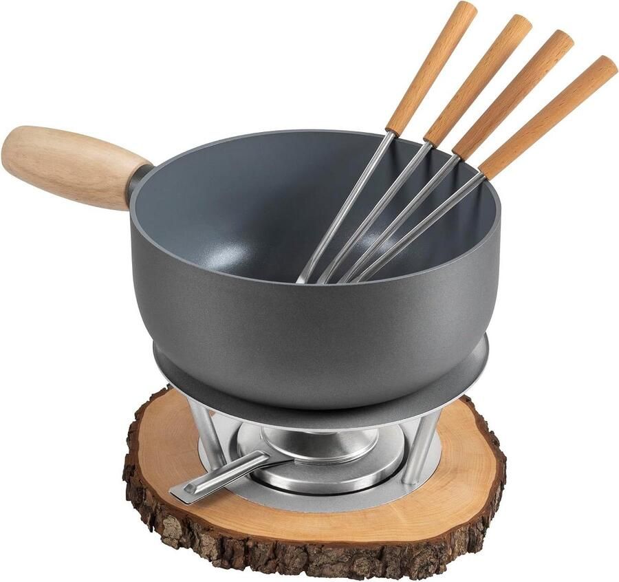 Kaasfonduepan Fondue Caquelon Gezellig Tafelen Gerecycled Aluminium 2.5 Liter Grijs