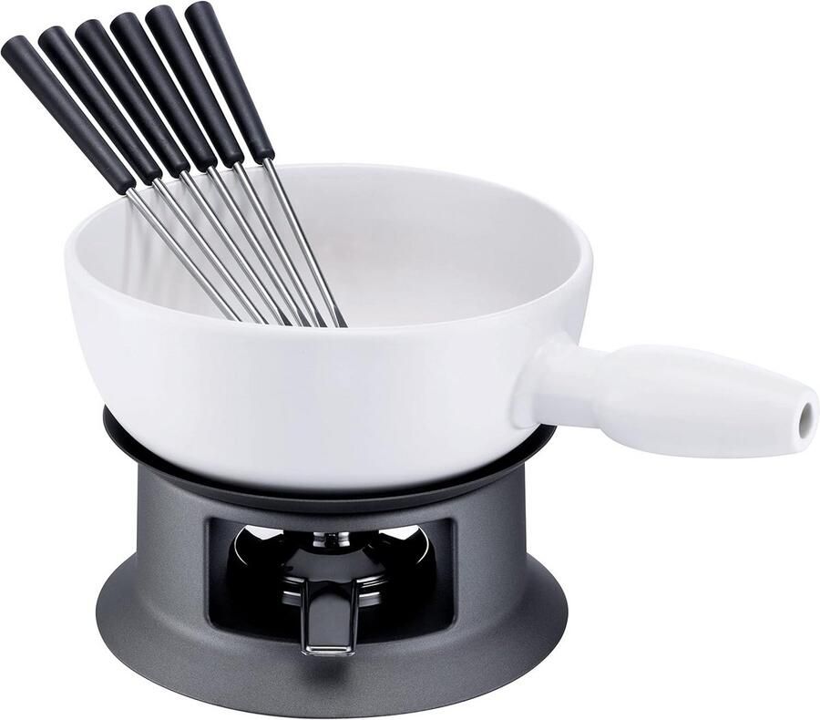Kaasfonduepan Fondue set Gezellig tafelen Inclusief 6 vorken 20 cm Gepolijst