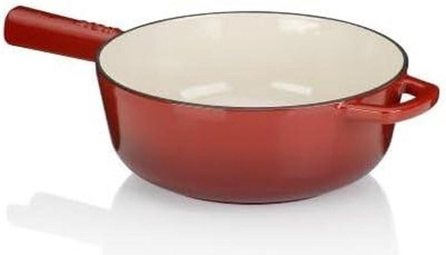 Kaasfonduepan Gietijzer Fondue Pot Gezellig Tafelen Optimale Warmteopslag 8 Liter Rood