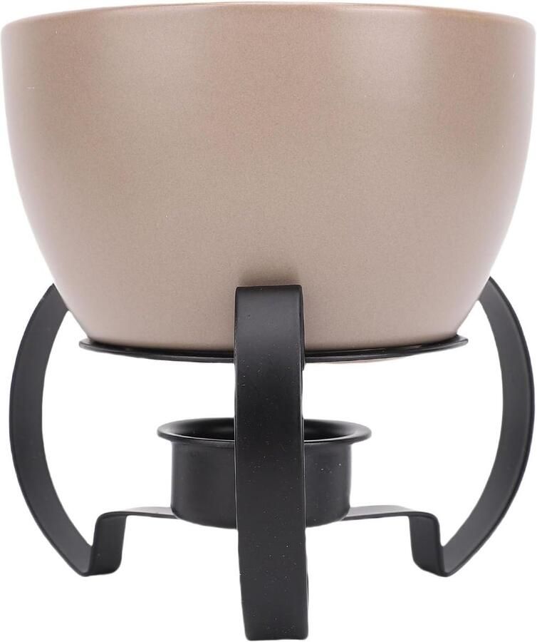 Kaasfonduepan Keramiek Fondue Set Gezellig Tafelen Handgeschilderd Design Voor 5 Personen Grijs