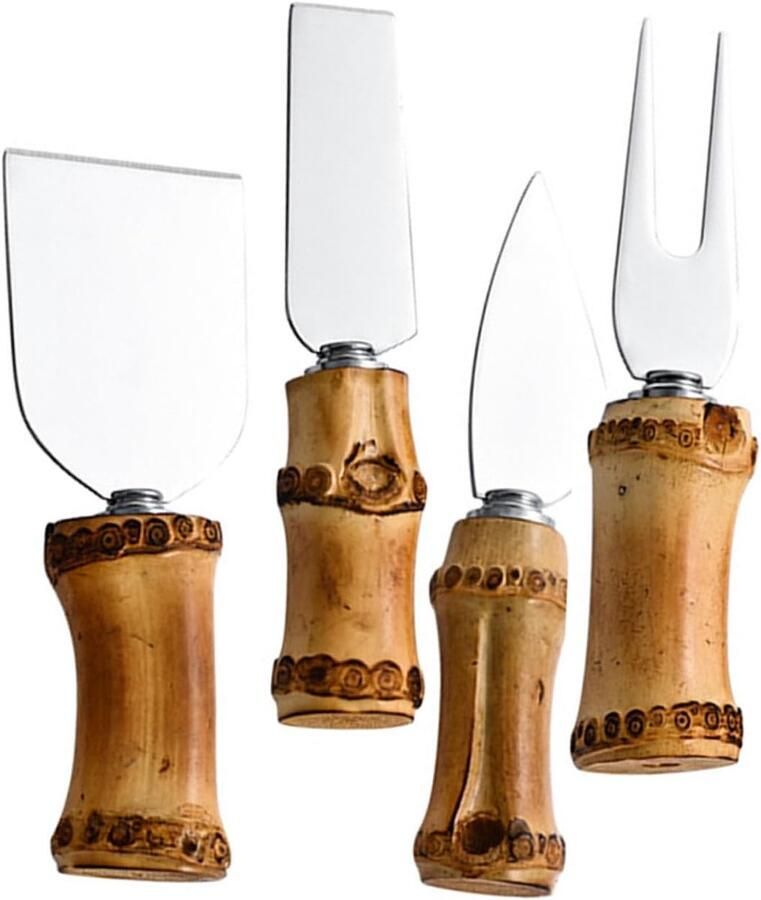 Kaasmessenset Bamboe Kaasgereedschap Set Charcuterie Borden Roestvrij Staal 13 cm Lengte Kleuren