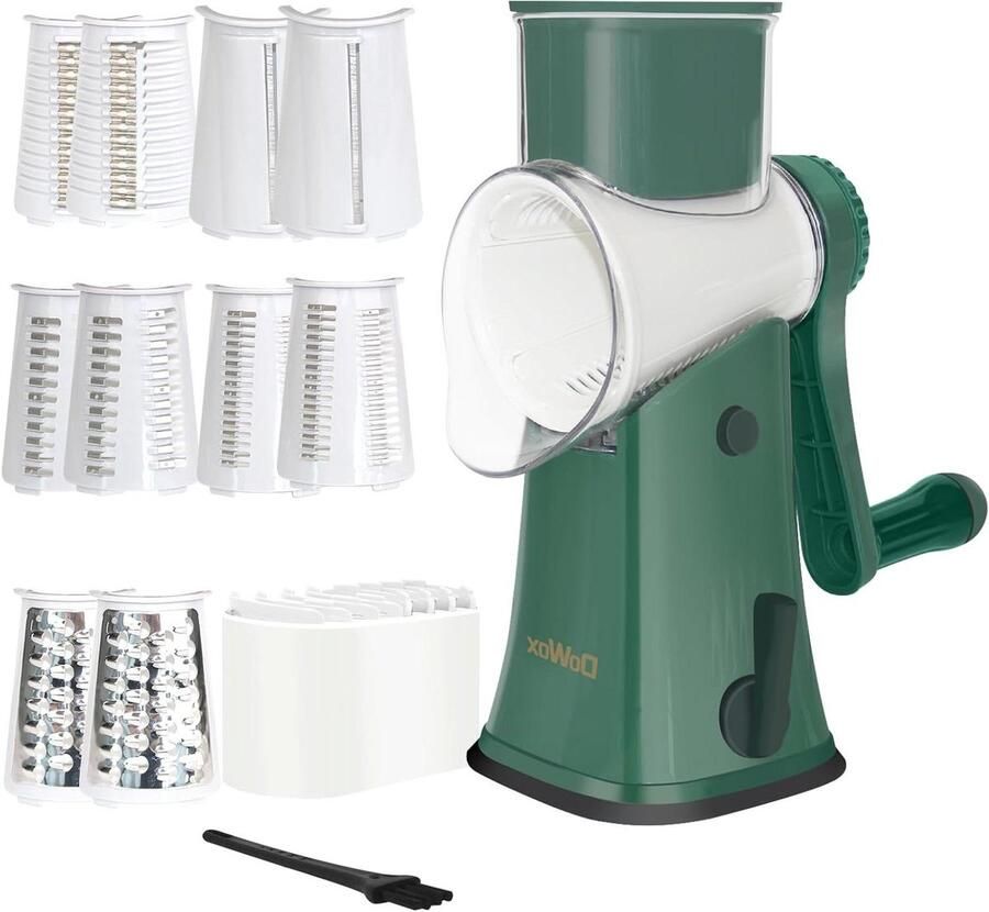 Kaasrasp Groentesnijder Snijmachine Keuken Maaltijden Bereiden 5-in-1 Messensysteem 19 x 14.5 x 29 cm Groen