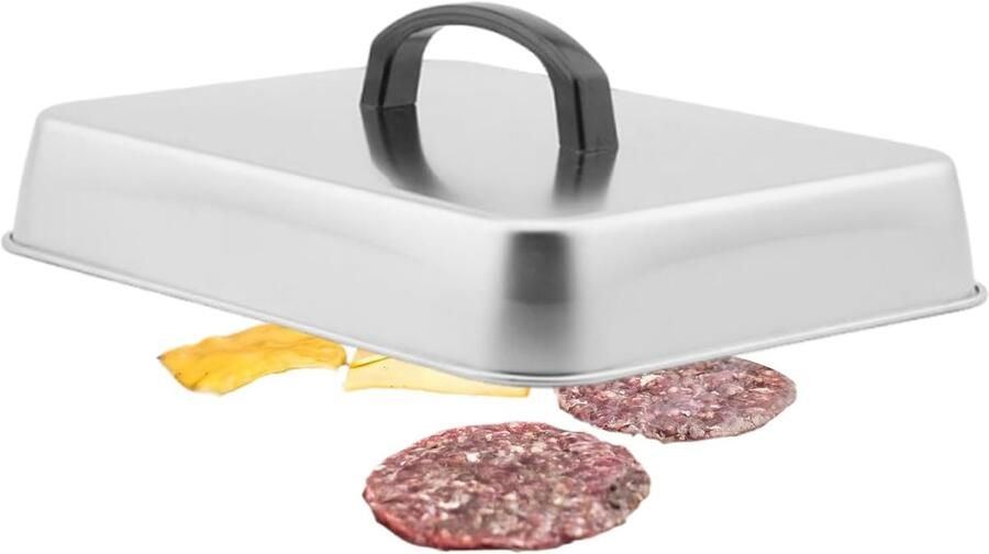 Kaassmelt Deksel Grill Deksel Stoomdeksel Kaas Smelten Spatbestendig Warmtebeheer 28.5 x 22.5 cm Zilver - Foto 1