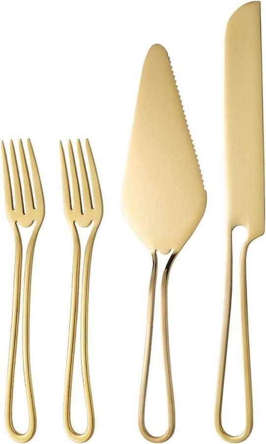 Kaassnijder Set Kaasmes Taartmes Kaas Snijden Ergonomisch Handvat 26.4 Centimeter Goud