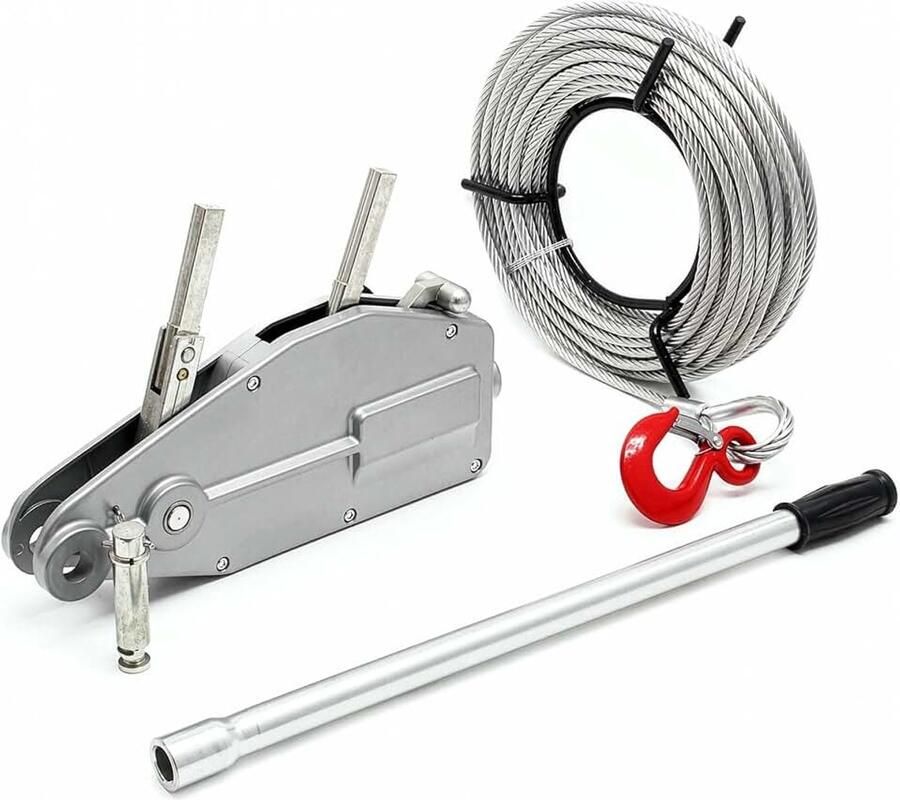 Kabellier tot 800 kg met 20 meter lange kabel handmatige lier met staalkabel Ø 8 3 mm bosbouw kabellier met breekpen en lasthaak