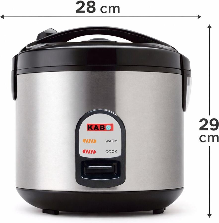 KABO Deluxe rijstkoker 1.8L met stomer YD-818S Zwart luxe design compact Inclusief stoommandje lepel en maatbeker dekselveiligheidsgrendel warmhoudfunctie