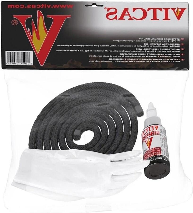 Kachel afdichtingsset Haardtouw kit Oven reparatie Kachel onderhoud Compleet met lijm 12 mm x 2 m