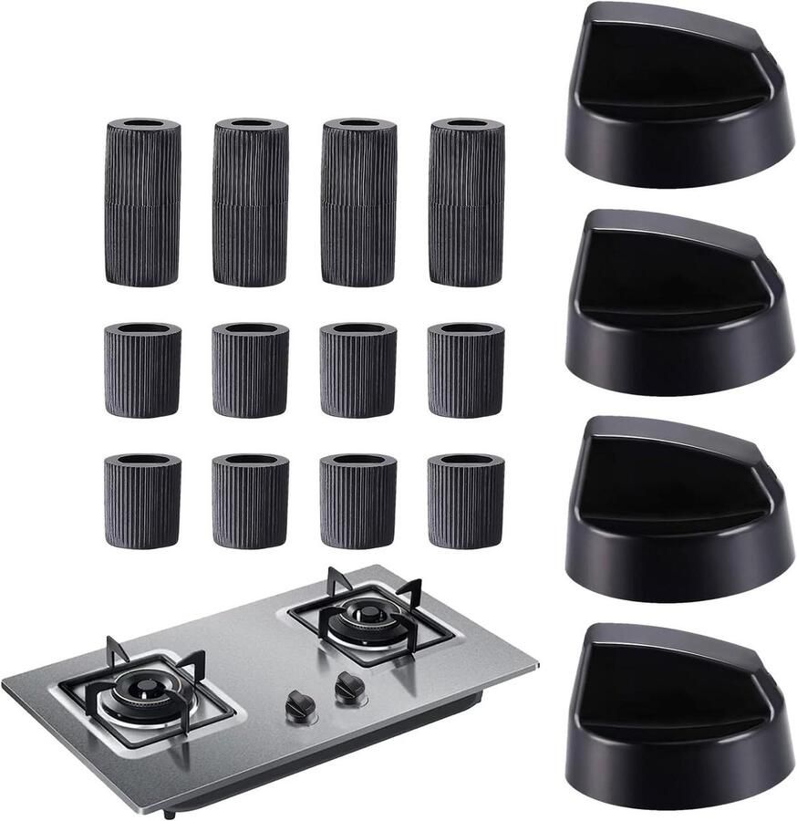 Kachel Bedieningsknoppen Fornuis Knoppen Keuken Reparatie Eenvoudig te Installeren 4 stuks Zwart