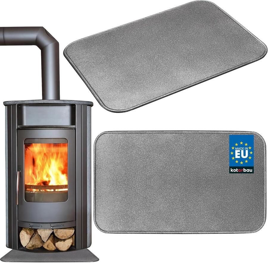 Kachel Bodemplaat Vloerbescherming Oven Haard Veiligheid Gepoedercoat Staal 60 x 80 cm Oud Zilver