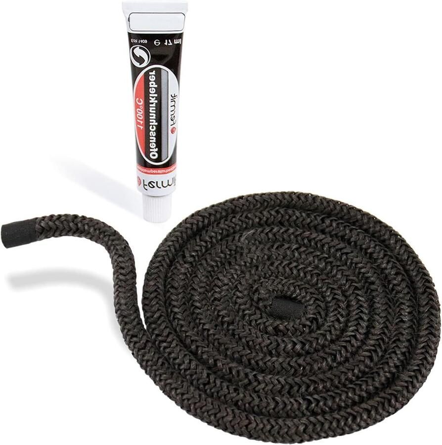 Kachel & Oven Dichtkoord Glasband Oven Haarden Afsluiten Hittebestendig 550°C 6 mm x 1 m Zwart