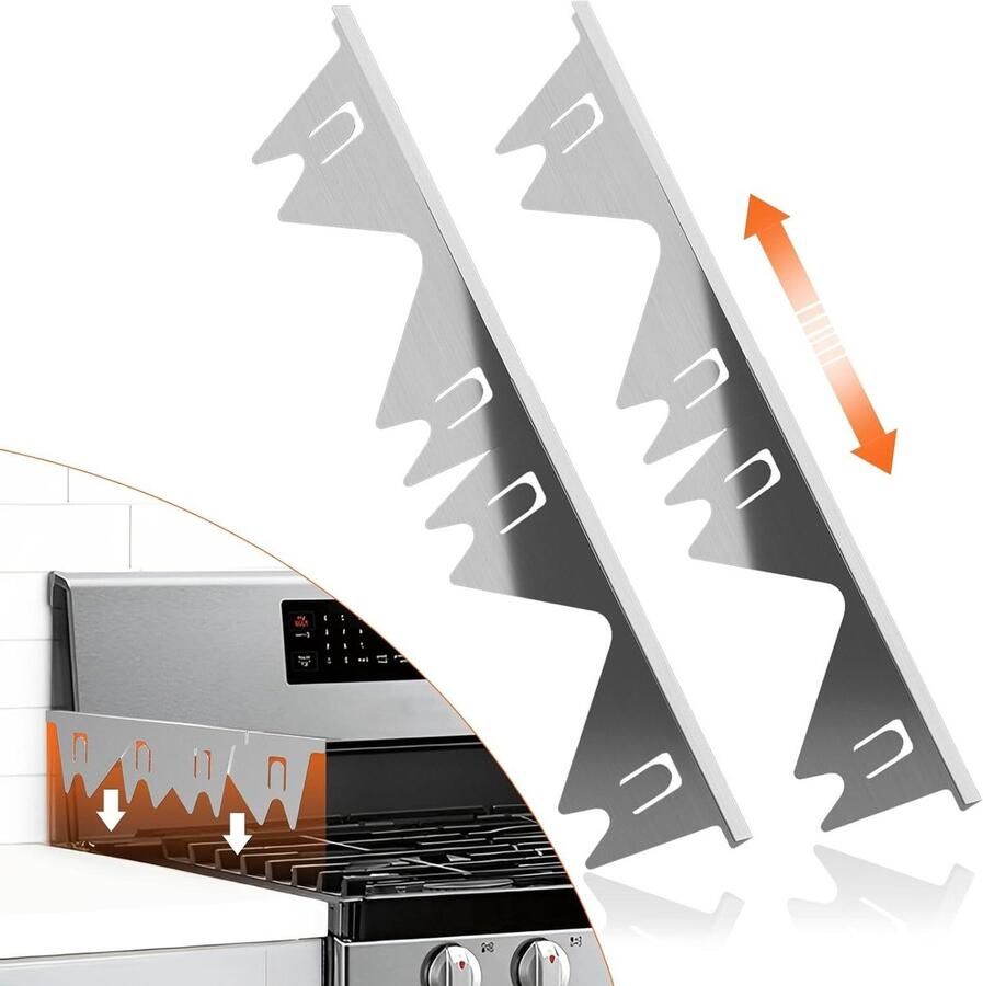 Kachel Gap Covers Kookplaat Randen Keuken Schoonhouden Roestvrij Staal 35.8 x 10.7 cm Zilver