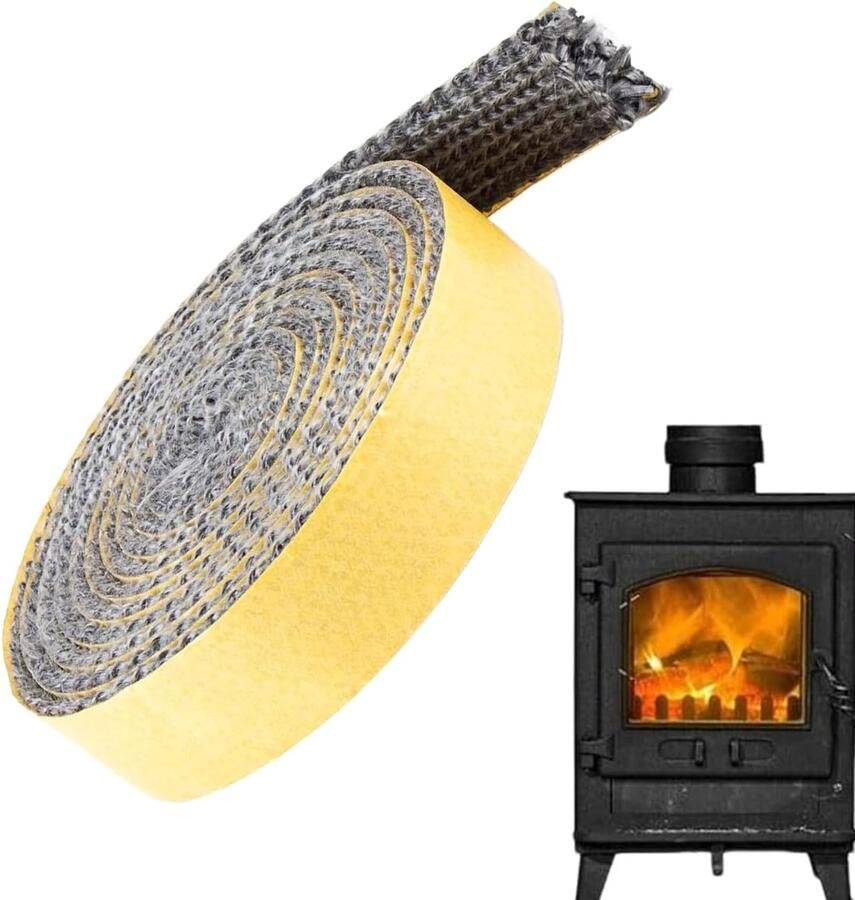 Kachel Kachelband Vervanging Afdichting Tape Warmtebehoud Oven Hittebestendig Glasvezel 400 x 1.2 x 0.3 cm Zwart