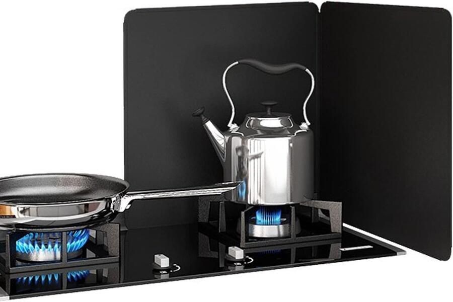 Kachel Spatbescherming Vet Scherm Schoon Koken Opvouwbaar Ontwerp Verschillende Maten Zwart - Foto 1