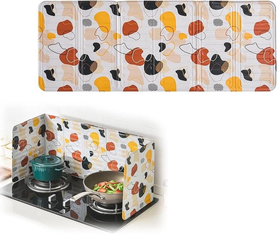 Keuken Spatscherm Olie Vangplaat Koken Beschermen Opvouwbaar Aluminium 2 Stuks Oranje