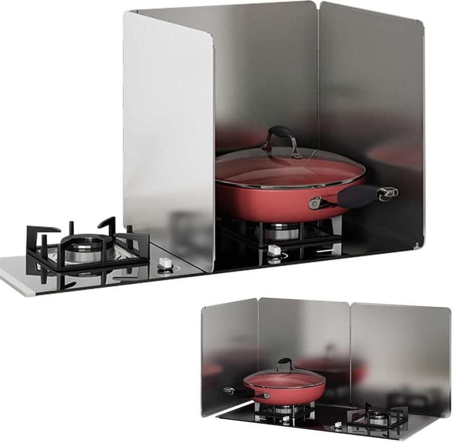 Kachel Spatscherm Vet Spatscherm Koken Beschermen Opvouwbaar Ontwerp 30x40x40cm Zilver