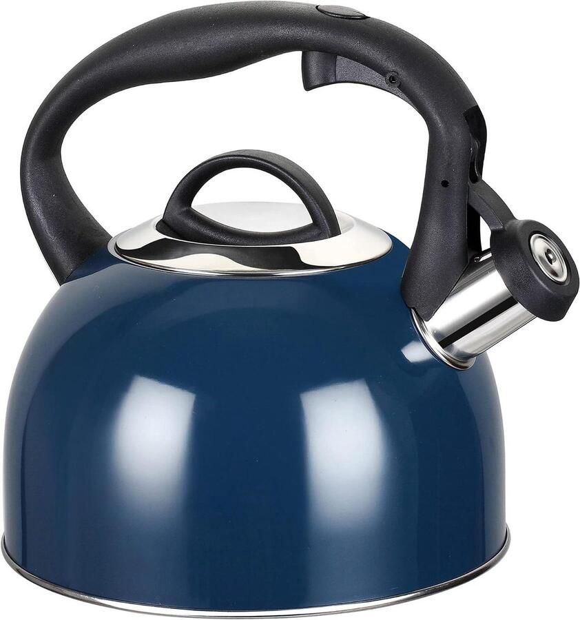 Kachel Top Ketel Fluitketel Roestvrij Water Koken Klassiek Design 2.5 Liter Marineblauw