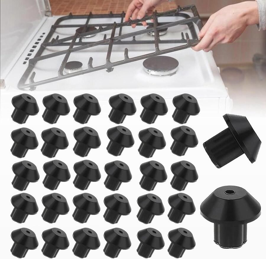 Kachelrooster Voetjes Rooster Bumpers Kookplaat Beschermen Hittebestendig Rubber 32 stuks Zwart