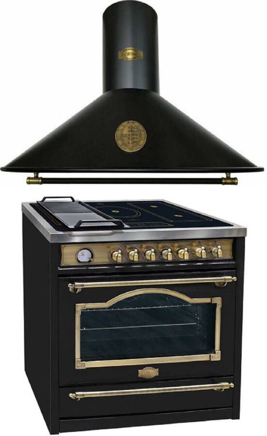 Kaiser inductiekookplaat HC 93655 IEm elektrische vrijstaande fornuis 90 cm +A 9423 BE ECO Afzuigkap 90 cm