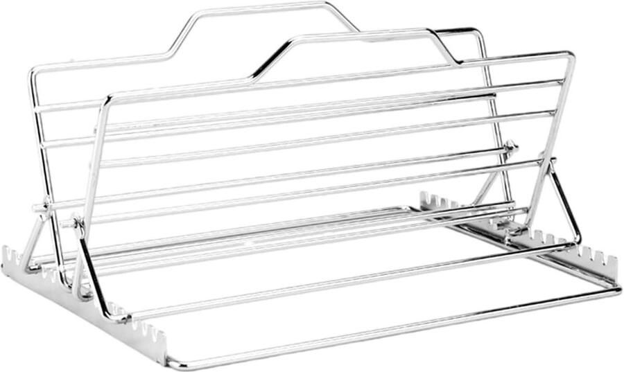 Kalkoen Roosteren Rack Kip Kook Stand Barbecue Koken Opvouwbare V-vorm 276 x 262 cm Zilver