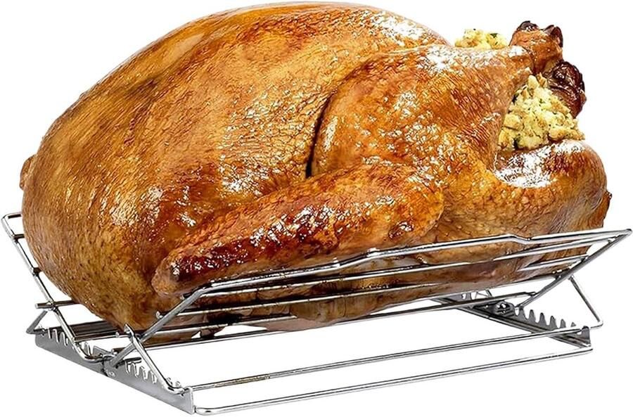 Kalkoen Roosterrek Kip Grill Gevogelte Braden Verstelbaar V-Ontwerp 973 x 918 Inch Zilver