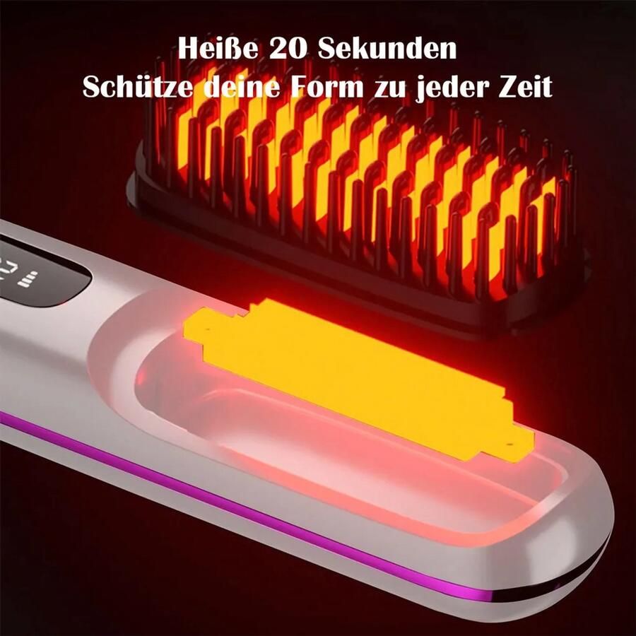 Kam stijltang draadloze stijltang met 3D-kamtanden negatieve ionen Type-C opladen draagbaar snel opwarmen warmt op in 28 seconden