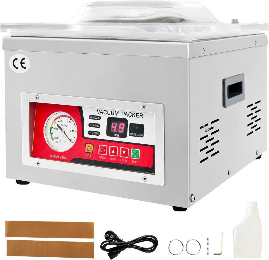 Kamer-VacuüMverzegelingsapparaat 260 W Verzegelingsvermogen VacuüMverpakkingsmachine voor Vochtige Levensmiddelen Vlees Marinades Compact Formaat 10 2 Verzegelingslengte