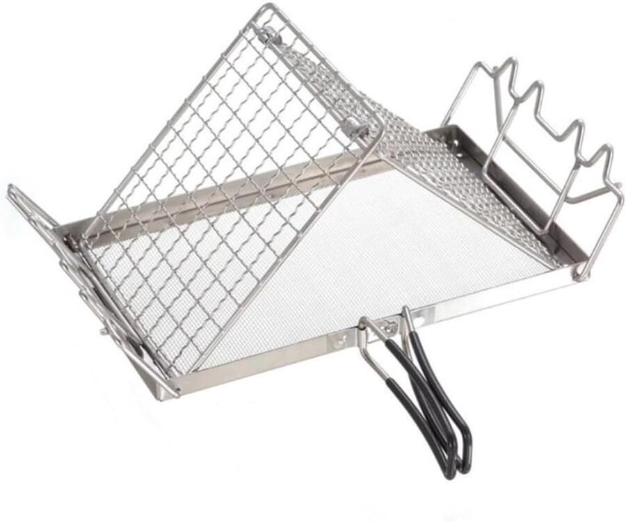 Kampeer Broodrooster Broodverwarmer Grill Buiten Koken Opvouwbaar Ontwerp 360 Gram Zilver