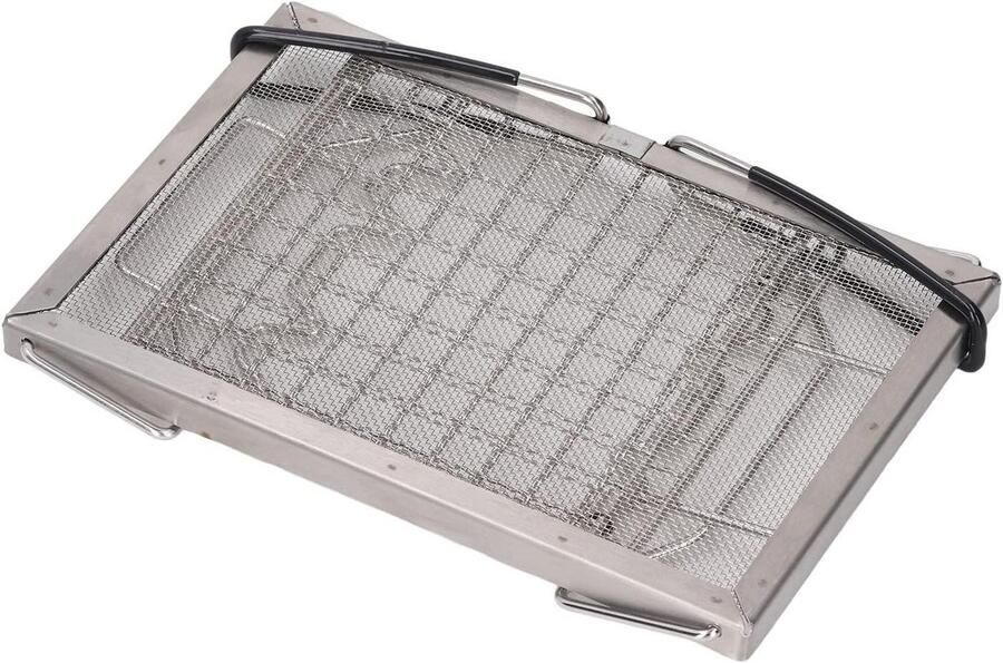 Kampeer Broodrooster Outdoor Toaster Grill Ontbijt Bereiden Gelijkmatige Warmte 25.5 x 15 cm Zilver