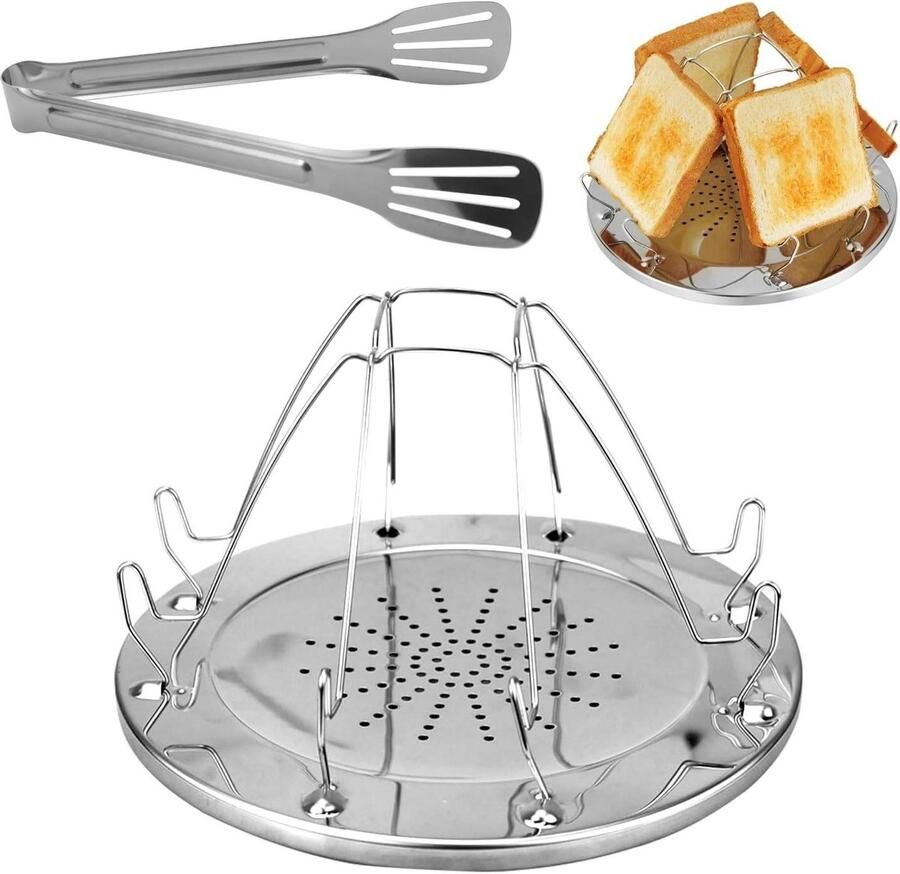 Kampeer Broodrooster Outdoor Toaster Picknick Broodrooster Brood Roosteren Roestvrij Staal 4 Slices Zilver