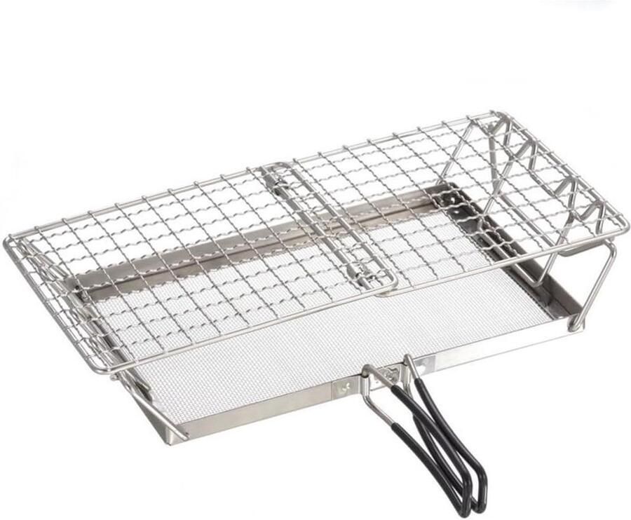 Kampeer Broodrooster Vouwkachel Kookgrill Buiten Koken Roestvrij Staal 21 x 14 x 3 cm Zilver