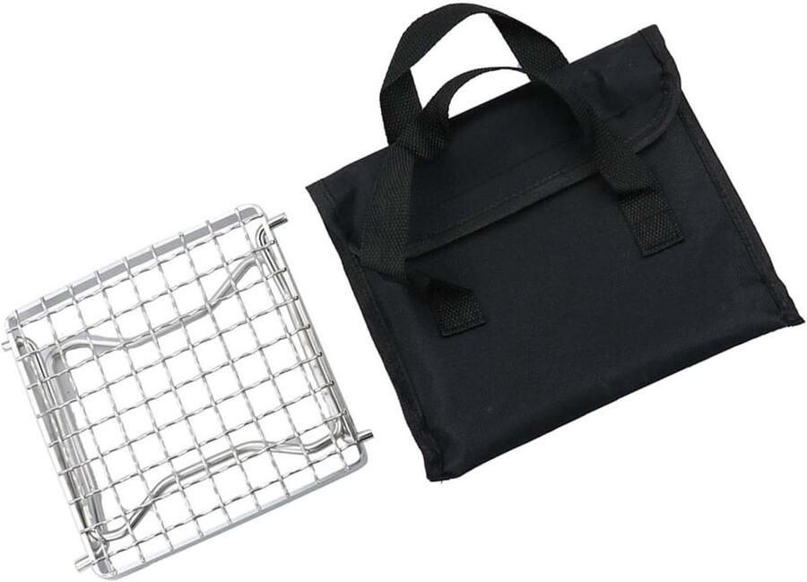 Kampeer Grill Rek Picknick Barbecue Buiten Koken Roestvrij Staal 18 x 16.5 cm Zilver