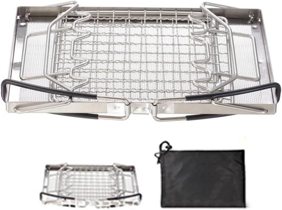 Kampeer Oven Broodrooster Racks Buiten Koken Vouwbaar Ontwerp 2 Slices Zilver