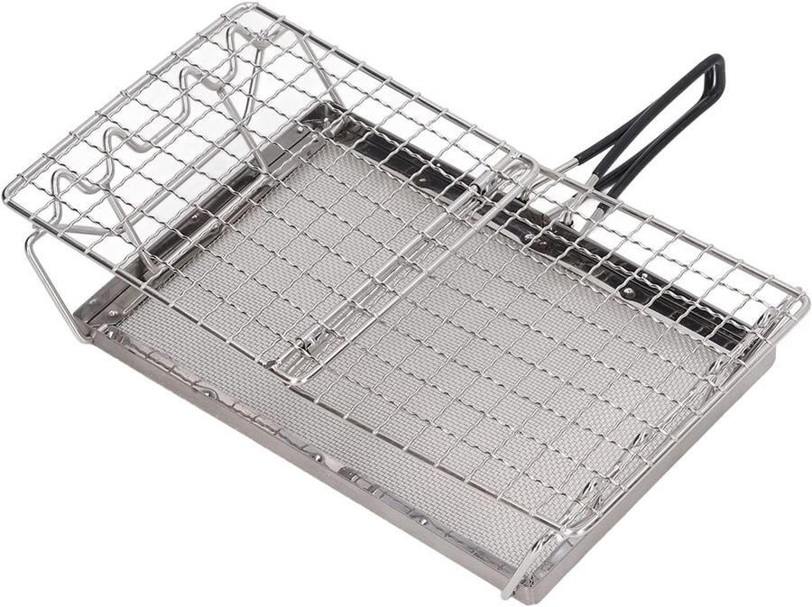 Kampeer Toaster Buiten Koken Brood Roosteren Vouwbaar Roestvrij Staal 25.5 x 15 cm Zilverkleurig