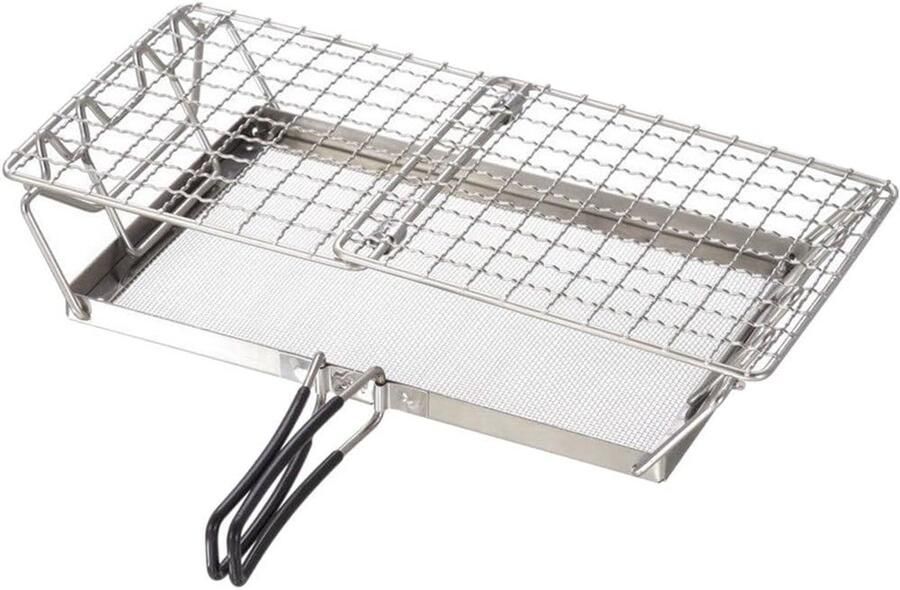Kampeer Toaster Outdoor Grill Net Buiten Koken Roestvrij Staal 25.5 cm Zilver