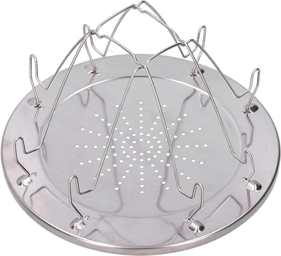 Kampeerkachel Broodrooster Camping Broodrooster Rekhouder Brood Roosteren Buiten Gelijkmatige Warmteverdeling 22x12.4 cm Zilver - Foto 2