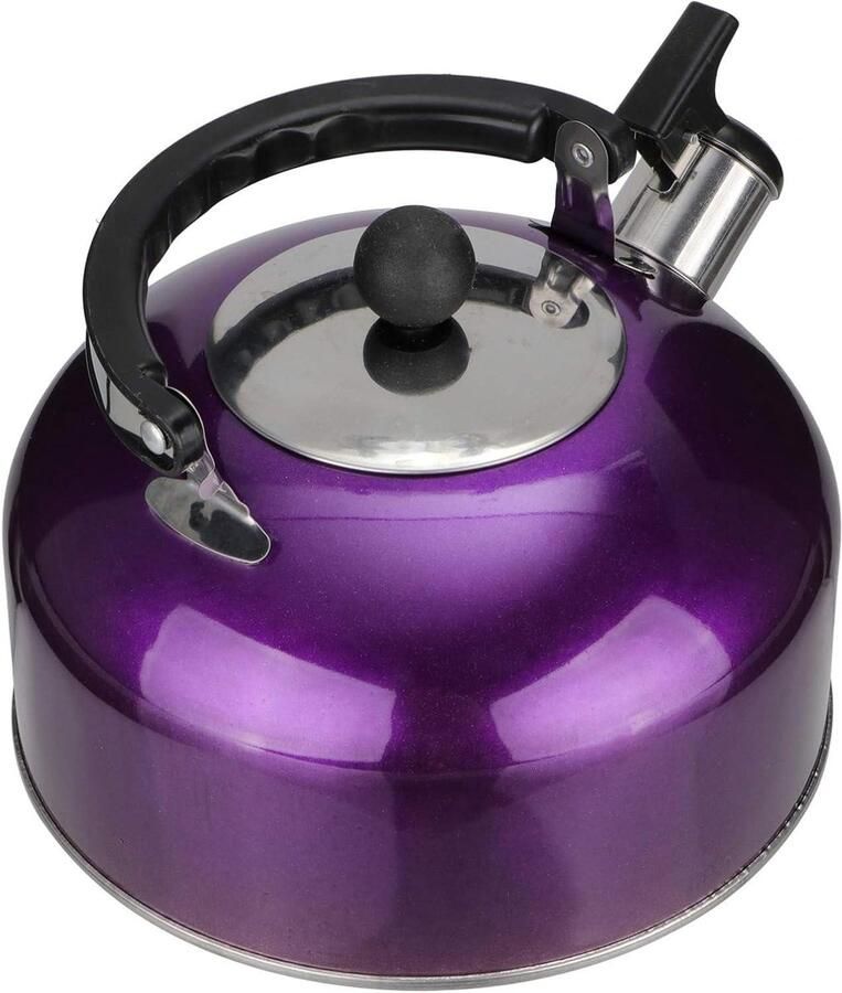 Kampeerwaterkoker Fluitende theepot Koken op gasfornuis Breed vulpunt ontwerp 2 liter Paars