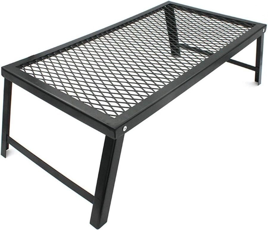 Kampvuur Grill Buiten Grillrek Koken op Open Vuur Compact Opvouwbaar 55 x 30 cm Zwart
