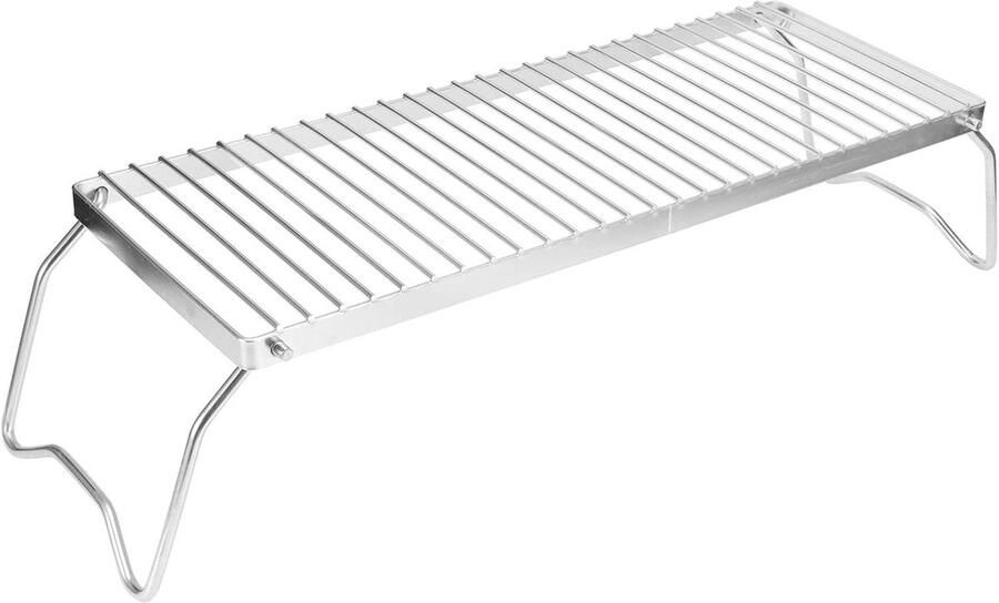 Kampvuur Grill Rooster Draagbare BBQ Buiten Koken Opvouwbaar Ontwerp 44 x 16 cm Zilver