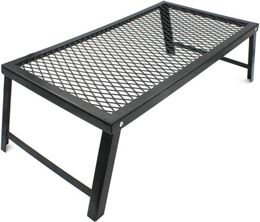 Kampvuur Grillrooster Buiten Grill Koken op open vuur Inklapbaar en stabiel 55 x 30 cm Zwart