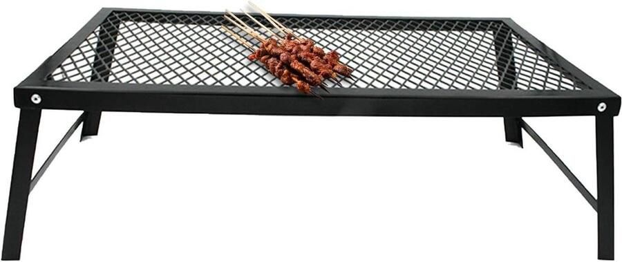 Kampvuur grill Kookrooster buiten Outdoor koken Opvouwbaar ontwerp 55 x 30 cm Zwart