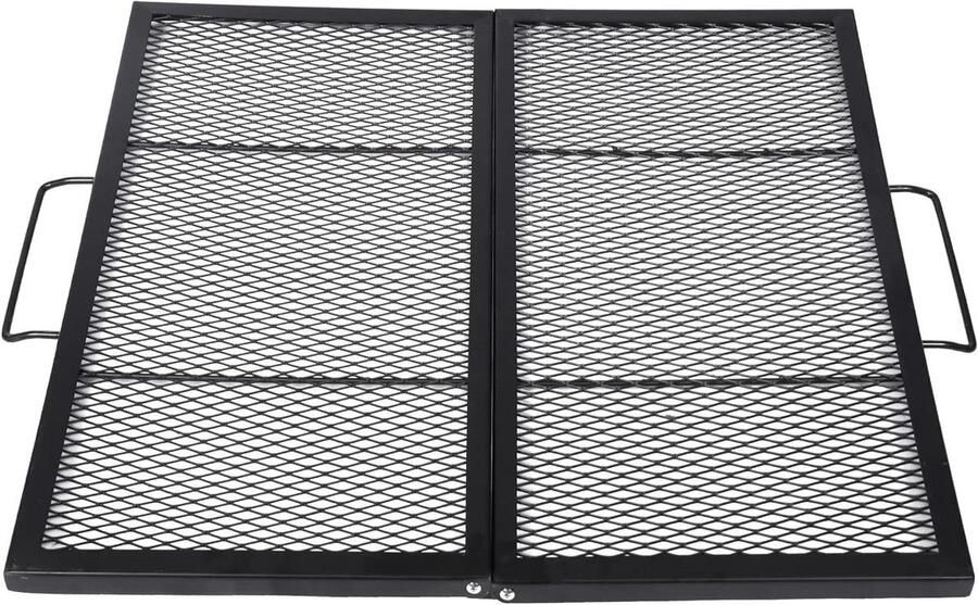 Kampvuur Grillrooster Buiten Koken Open Vuur Grillen Inklapbaar Met Handvatten 76 x 76 cm Zwart