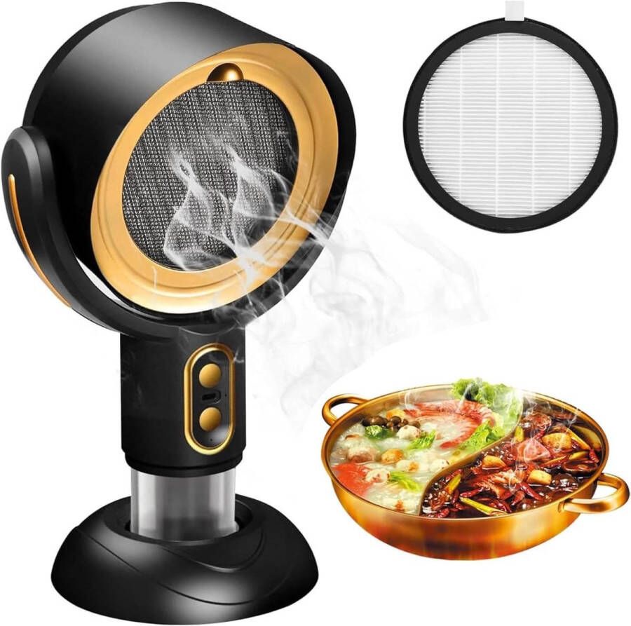 Kantoorafzuigkap Draagbare Mini-huishoudelijke Afzuigkap Draadloze Desktop-keukenafzuigkap met Afneembaar Filtergaas voor Binnenbarbecue en Kampeertochten - Foto 2