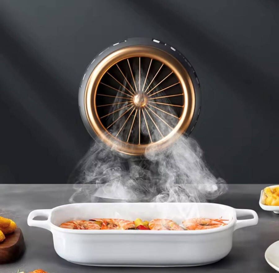 Kantoorafzuigkap Draagbare Mini-huishoudelijke Afzuigkap Draadloze Desktop-keukenafzuigkap met Afneembaar Filtergaas voor Binnenbarbecue en Kampeertochten