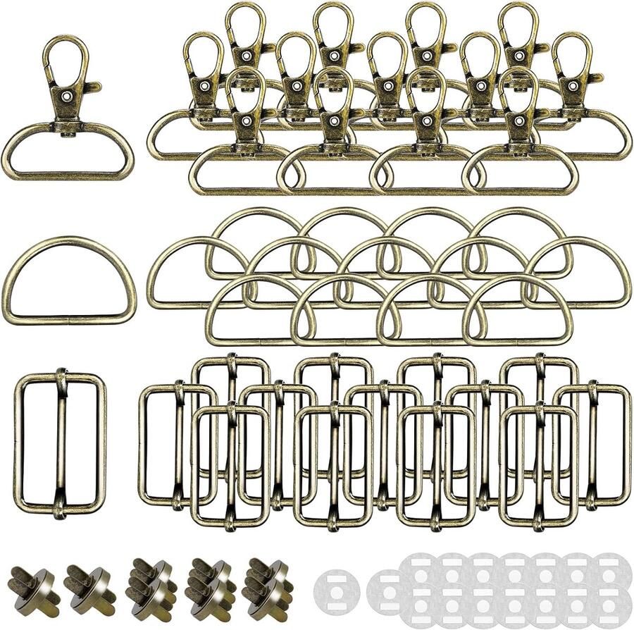 Karabijnhaak met draaischarnier sleutelhanger D-ringen triglide-schuifgesp riemversteller metaal magnetische knopen gespen en sluitingen voor doe-het-zelf naai-accessoires