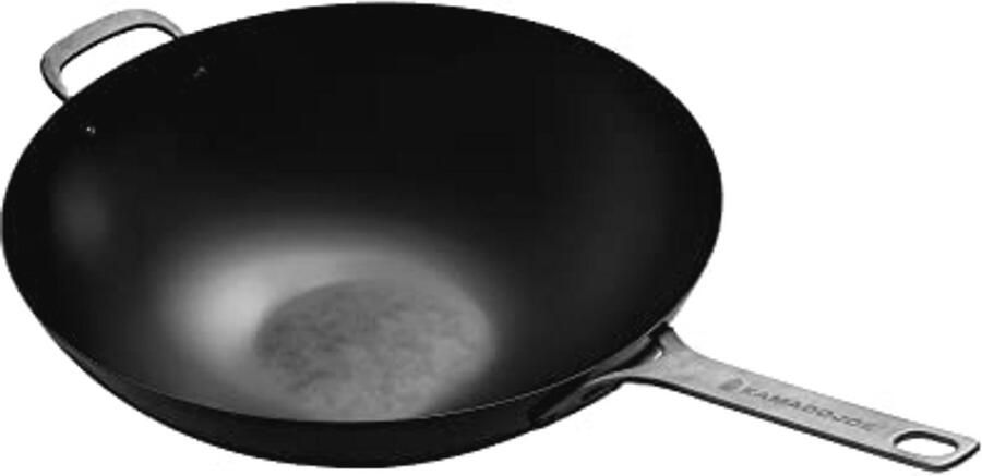 Karbon Stalen Wok voor Kamado Grills Geschikt voor Roerbakken Sudderen en Stomen