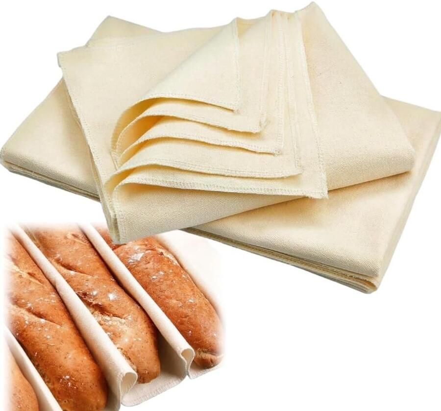 Katoenen Deegdoek voor Broodbakken 2 Stuks 150 x 60 cm Ideaal voor Strudel en Pizza Natuurlijk Linnen voor Fermentatie en Bakken