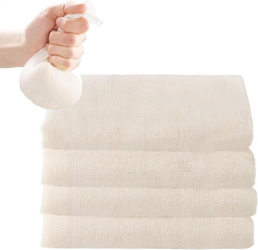 Katoenen stoomkoker stoffen 4 stuks ongebleekt herbruikbaar 50 x 50 cm