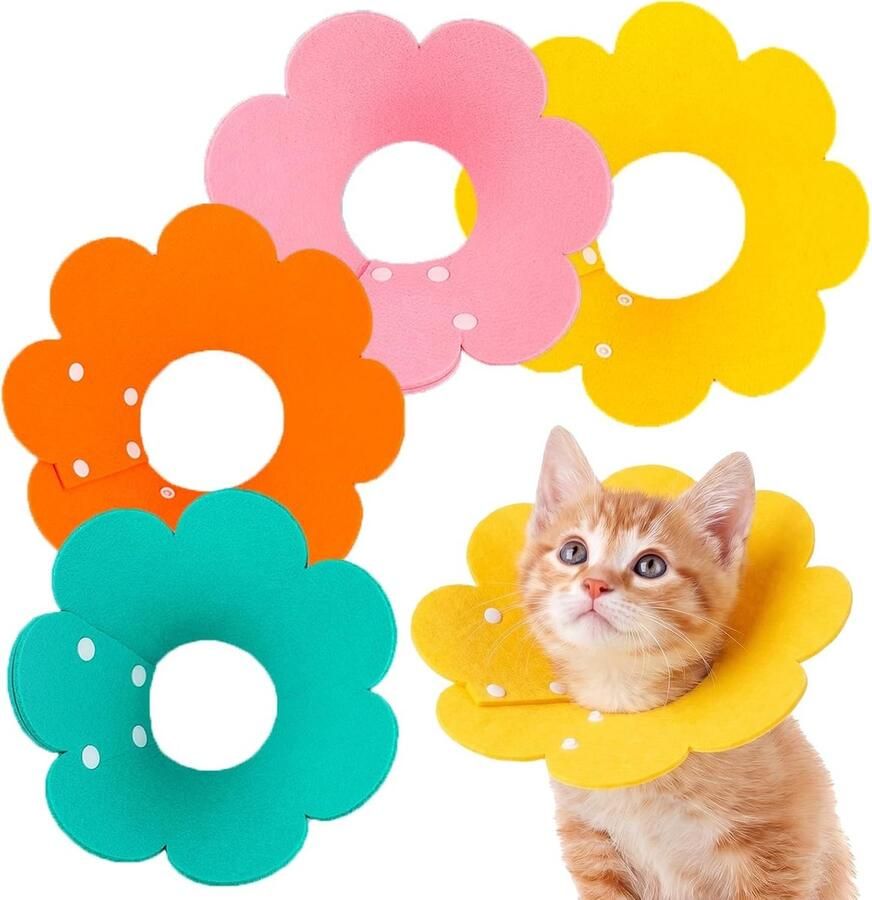 Kattenbeschermkraag set van 4 halsband voor bescherming tegen likken en krassen ideaal na operaties voor kleine katten en honden