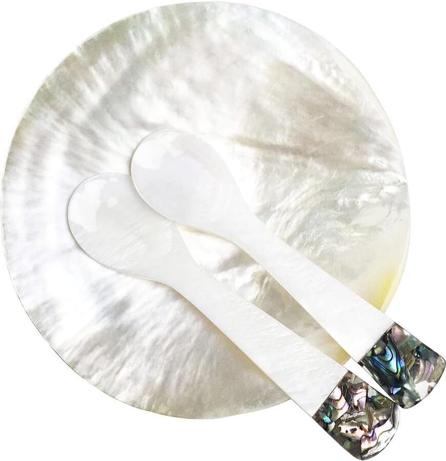 Kaviaar Lepel Set Parelmoer Lepels Luxe Dineren Met Groene Abalone 3 Delige Set